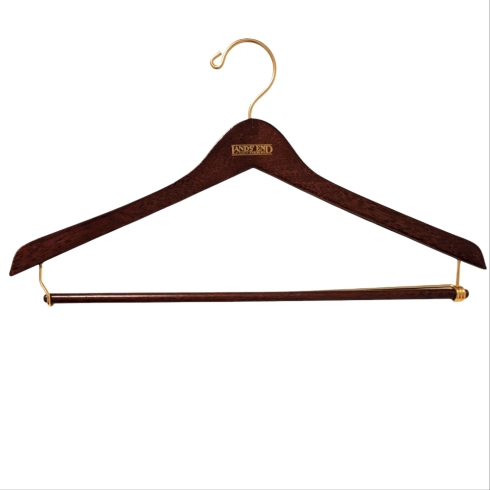 LANDS END Mahogany Suit Hanger Dark Brown Wooden Vintage Quality
